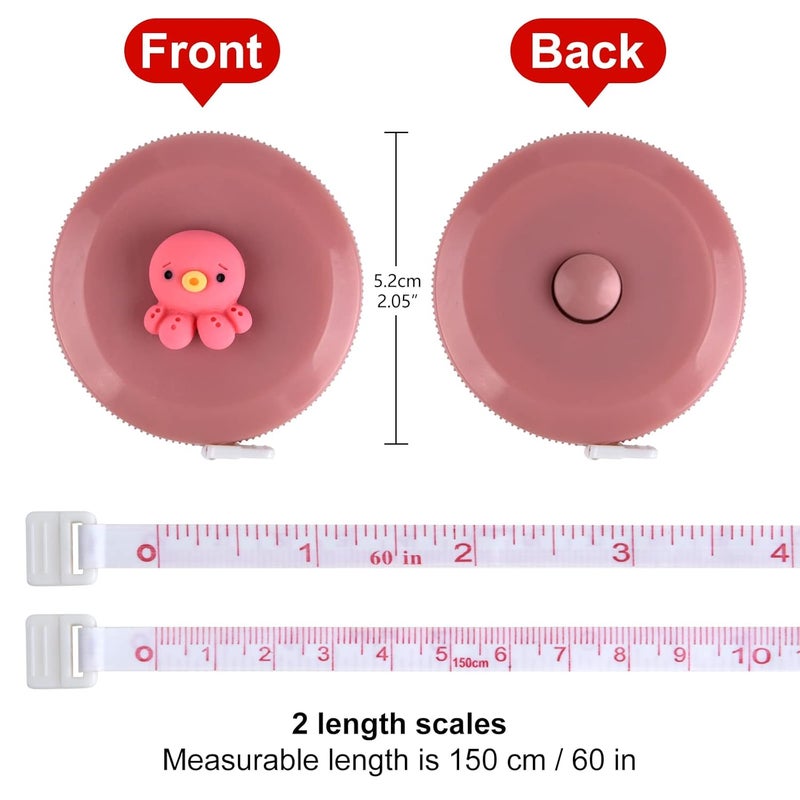 ASTARON 4 Pcs Soft Measuring Tape for Body Measurements Retractable，Cute Tape Measures Tailor Measuring Tape for Sewing 60 in / 1.5 M Tailors Measure Tape with Fractions Measure Ruler for Sewing - Image 2